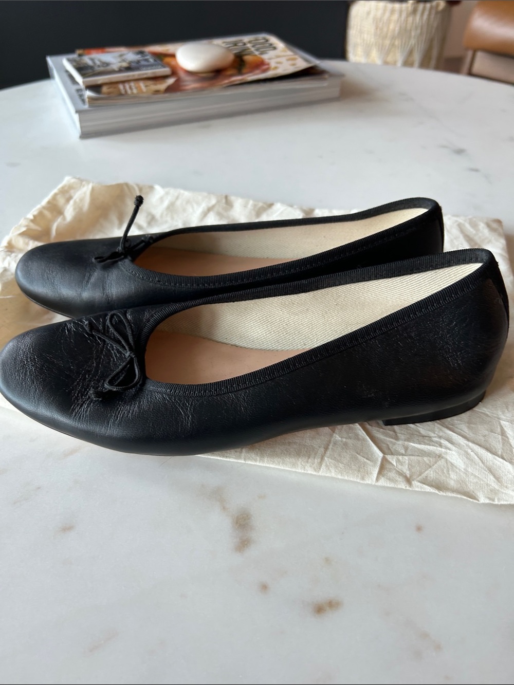 J. Crew Black Leather Round-Toe Ballet Flats with Bow - Picture 7 of 7